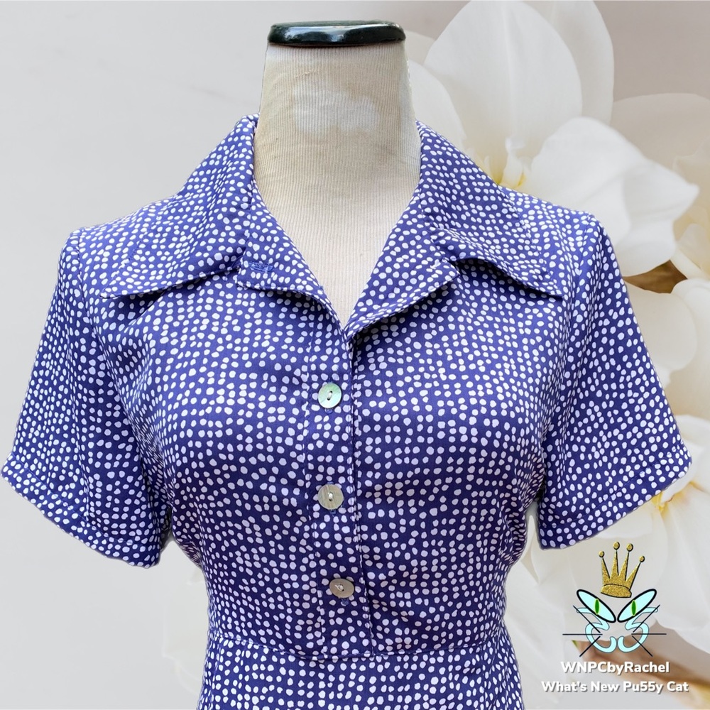 Norm Thompson Tie Back Polka Dot Dress, Medium Petite - Picture 2 of 10